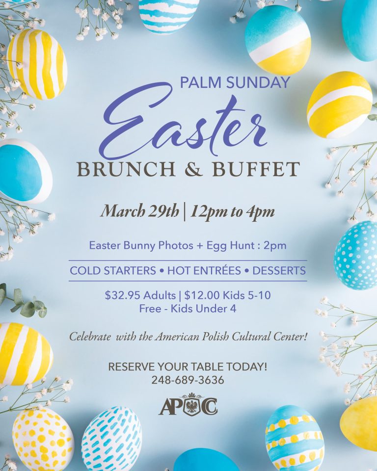 March 29, 2026 – Palm Sunday Easter Buffet